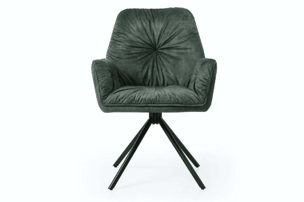 Salesfever Armlehnstuhl Dunkelgrün mit 360° Drehfunktion Vintage-Samtvelours Nova Top Angebot