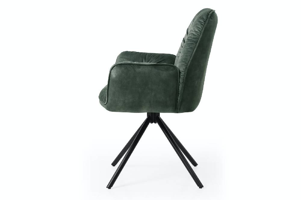 Salesfever Armlehnstuhl Dunkelgrün mit 360° Drehfunktion Vintage-Samtvelours Nova Top Angebot