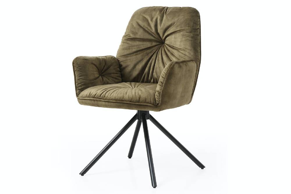 Salesfever Armlehnstuhl Grün mit 360° Drehfunktion Vintage-Samtvelours Nova Neueste Mode