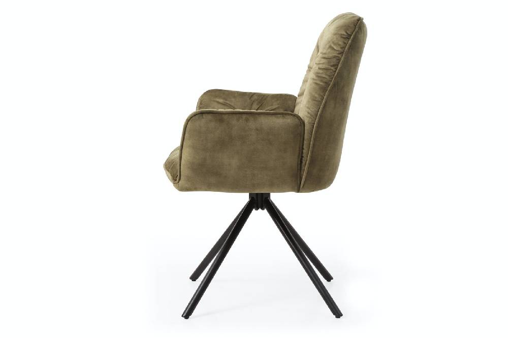 Salesfever Armlehnstuhl Grün mit 360° Drehfunktion Vintage-Samtvelours Nova Neueste Mode