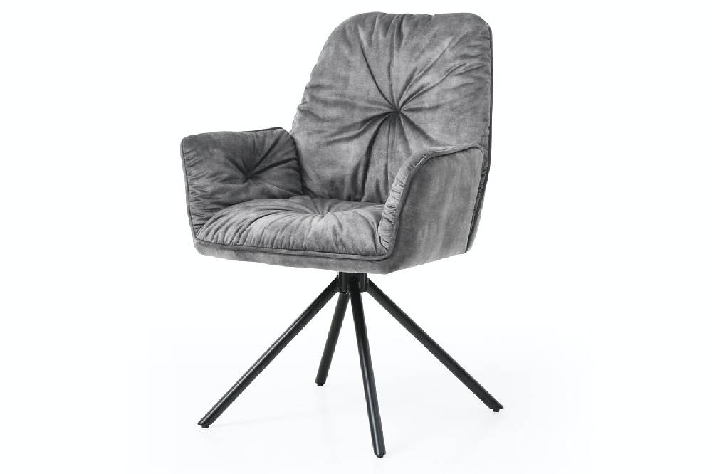 Salesfever Armlehnstuhl Grau mit 360° Drehfunktion Vintage-Samtvelours Nova Exklusive Angebote