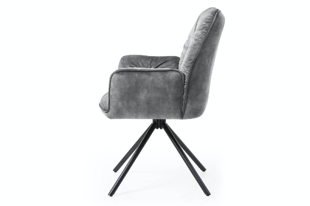 Salesfever Armlehnstuhl Grau mit 360° Drehfunktion Vintage-Samtvelours Nova Exklusive Angebote