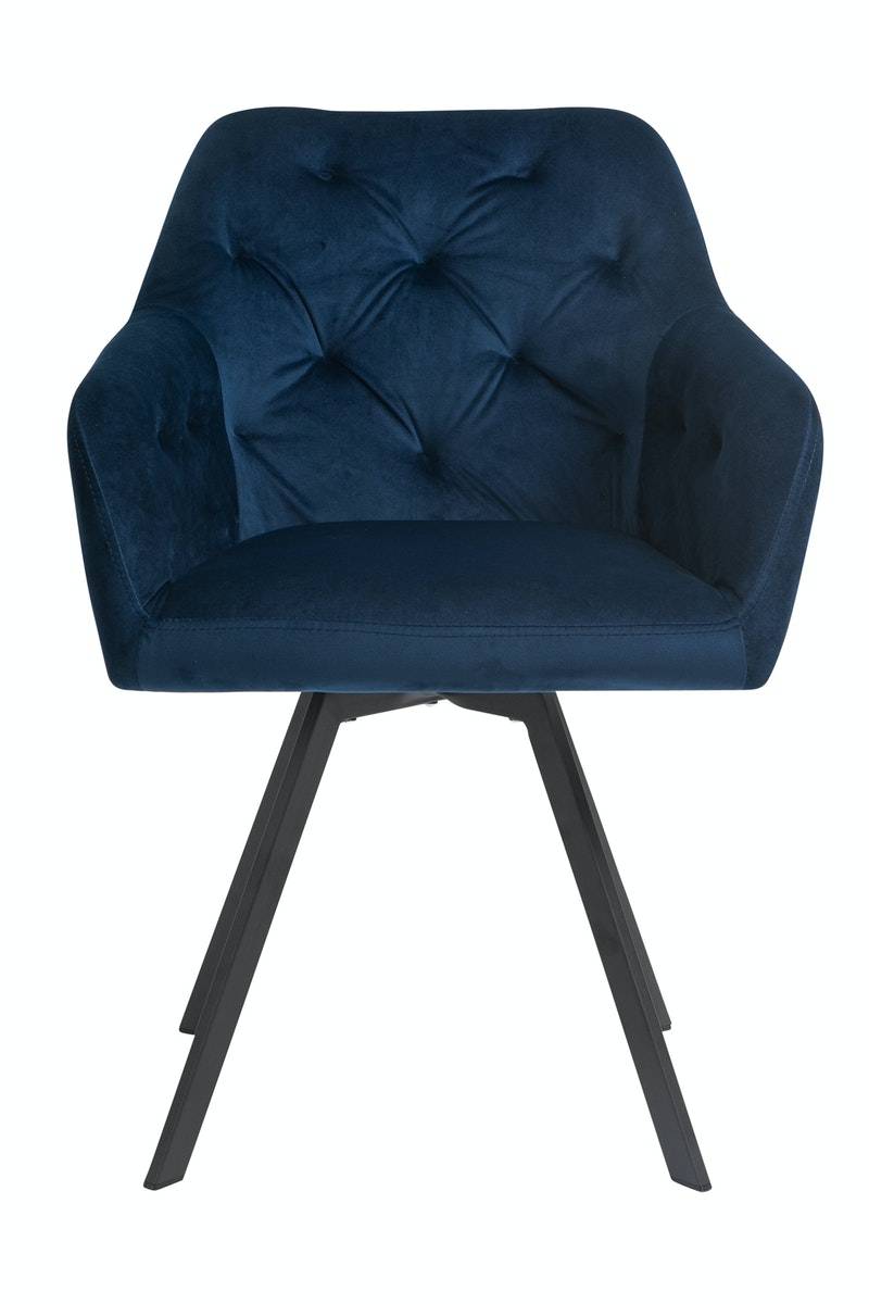 Salesfever Armlehnstuhl Blau mit 360° Drehfunktion Samtbezug Fiona Räumungsverkauf