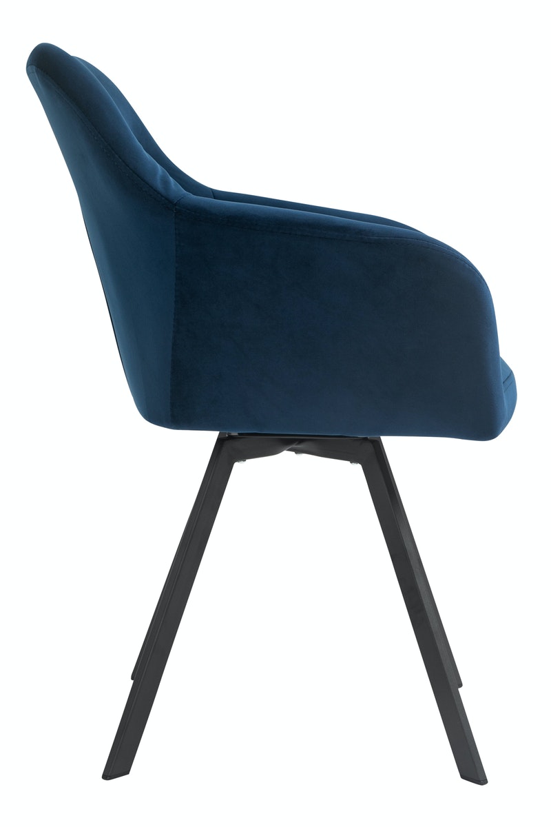Salesfever Armlehnstuhl Blau mit 360° Drehfunktion Samtbezug Fiona Räumungsverkauf