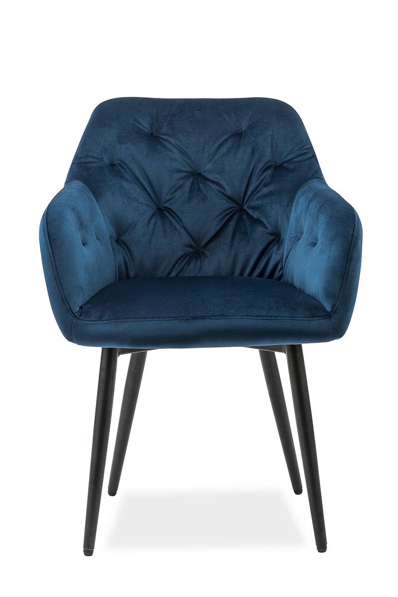 Salesfever Polsterstuhl blau Samt mit Armlehnen und Knopfheftung Fran Wochenangebot