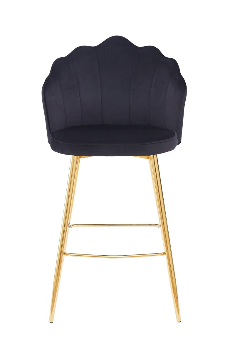 Salesfever Barhocker Schwarz Muscheldesign 2er Set aus Samt Arielle Riesige Rabatte