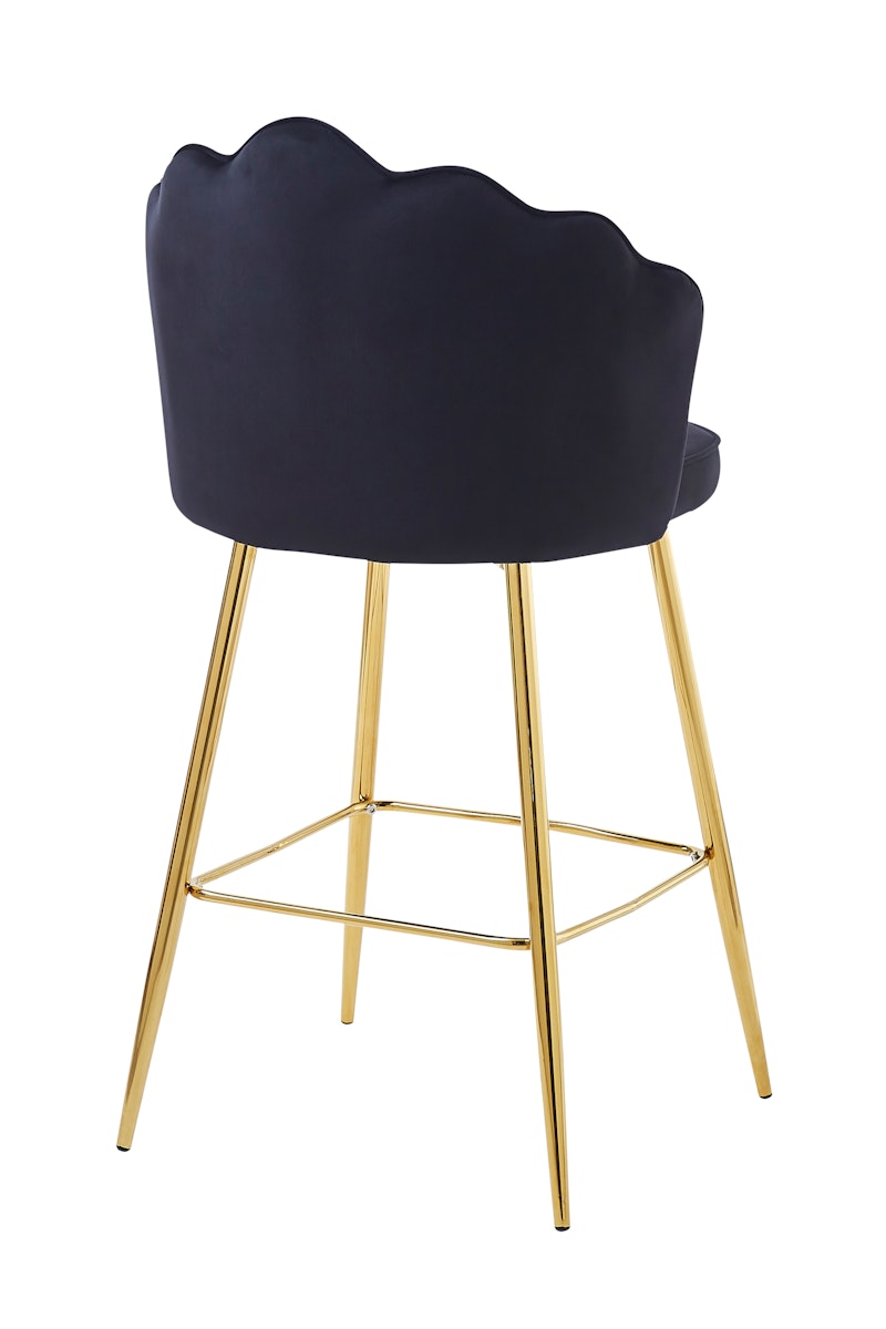 Salesfever Barhocker Schwarz Muscheldesign 2er Set aus Samt Arielle Riesige Rabatte