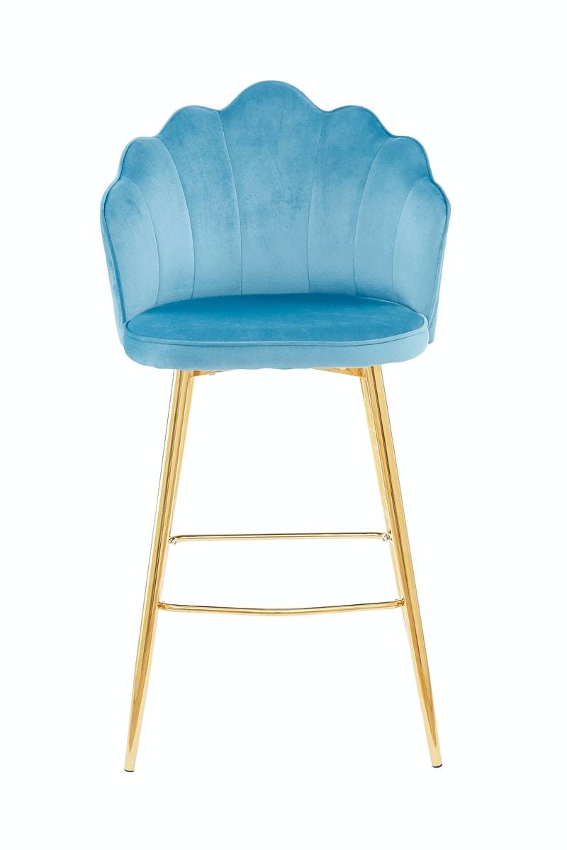 Salesfever Barhocker Blau Muscheldesign 2er Set aus Samt Arielle 50% Rabatt mit kostenlosem Versand
