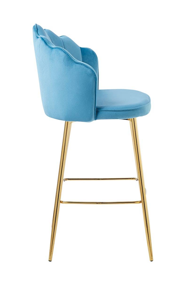 Salesfever Barhocker Blau Muscheldesign 2er Set aus Samt Arielle 50% Rabatt mit kostenlosem Versand