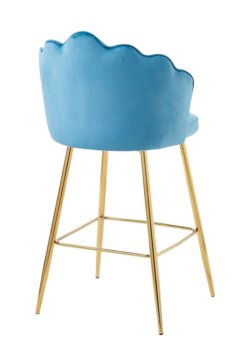 Salesfever Barhocker Blau Muscheldesign 2er Set aus Samt Arielle 50% Rabatt mit kostenlosem Versand