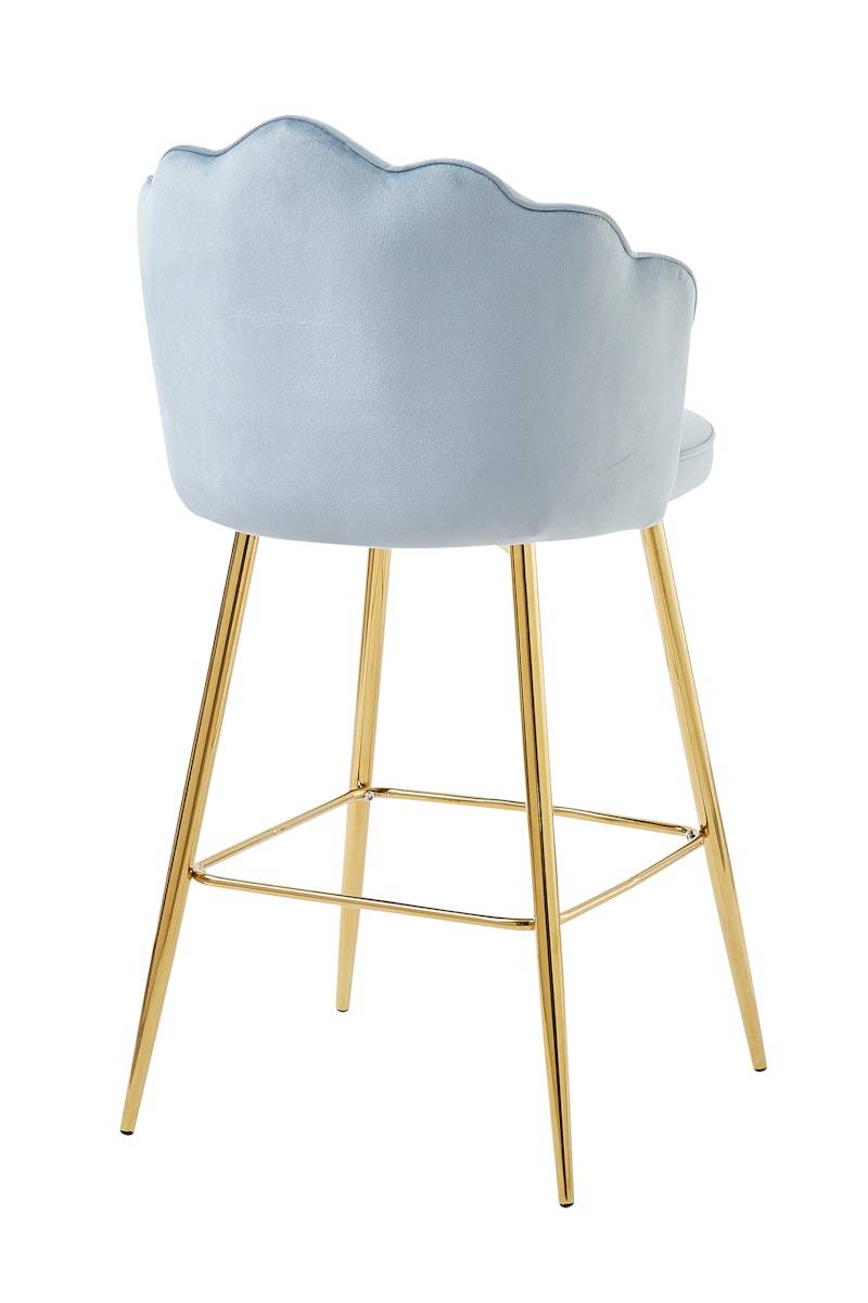 Salesfever Barhocker Hellgrau Muscheldesign 2er Set aus Samt Arielle Clearance-Verkauf