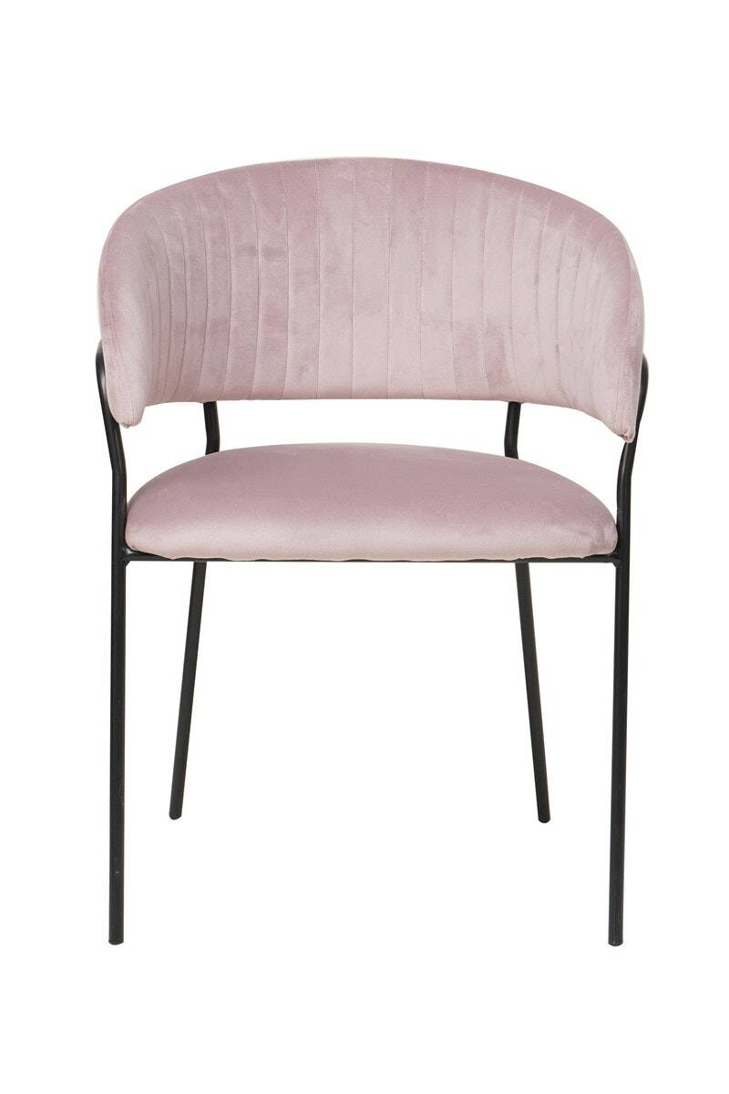 Salesfever Stuhl Rose & Schwarz Samt mit Rückensteppung Gestell Metall Pearl Meist gekauft
