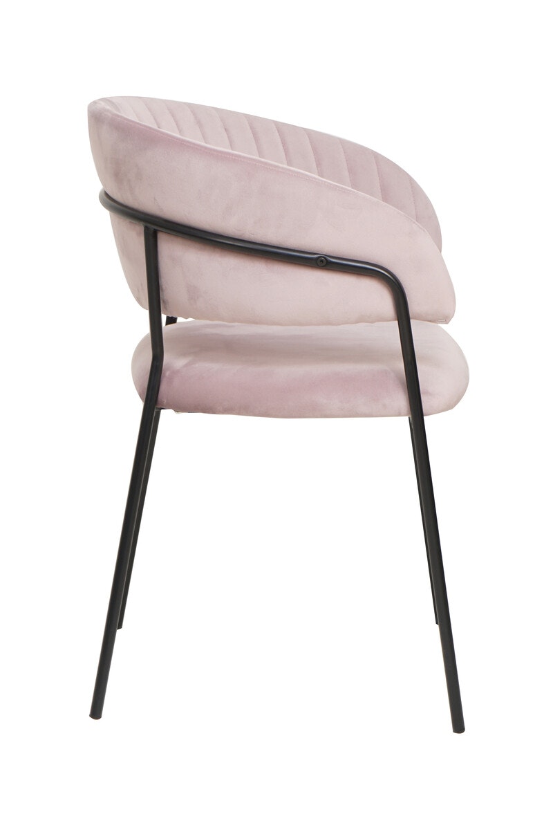 Salesfever Stuhl Rose & Schwarz Samt mit Rückensteppung Gestell Metall Pearl Meist gekauft