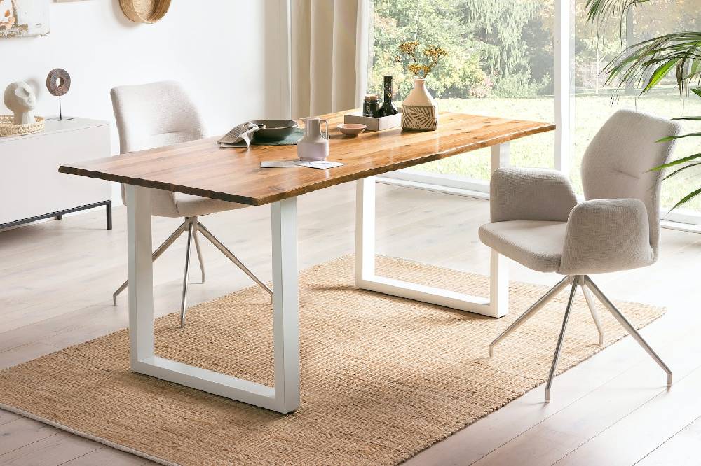 Salesfever Esstisch 140x80 cm Akazie 120x80 cm in U-Form Wesley Kostenloser Versand