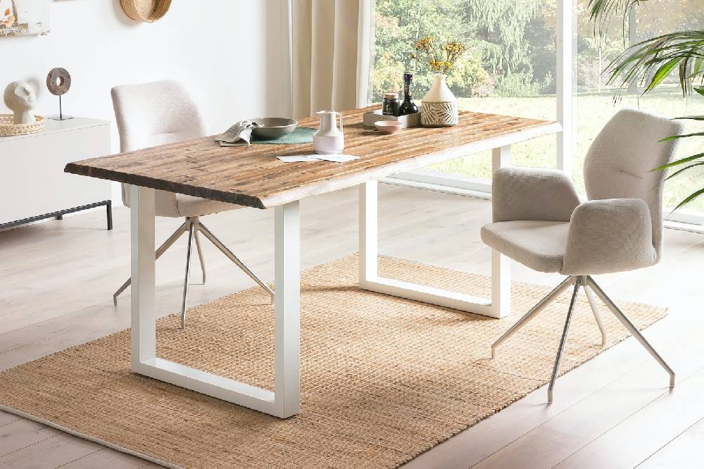 Salesfever Esstisch 120x80 cm 120x80 cm mit weiß lackiertem U-Gestell Wilson Rabatt