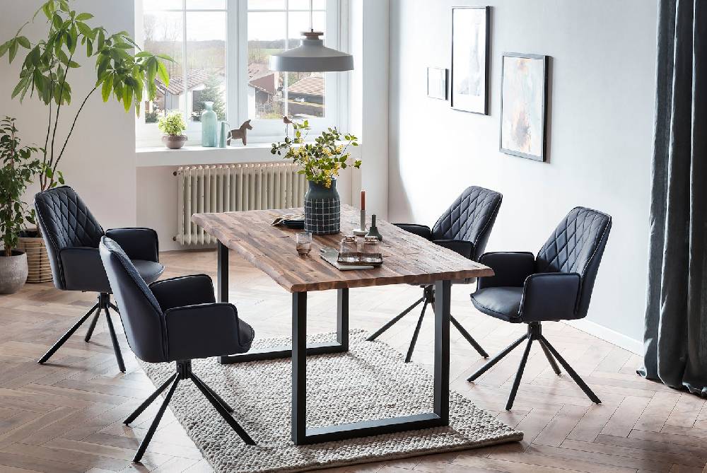 Salesfever Armlehnstuhl Dunkelblau 2er Set mit 360° Drehfunktion Sheffield Osterangebot