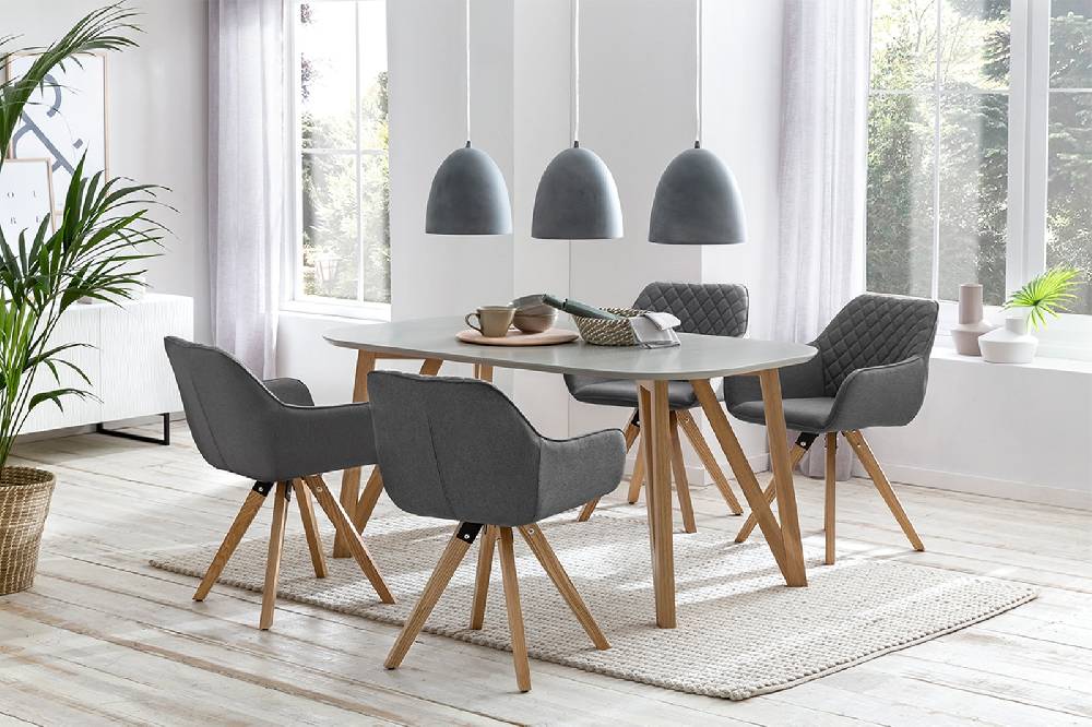 Salesfever Esstisch 160 x 90 cm Grau mit stabilen Holzbeinen Aino Letzte 2 Tage