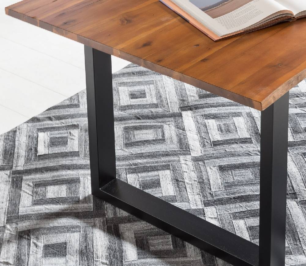 Salesfever Esstisch 140 x 80 cm Baumkante Akazie massiv cognac schwarz LANDO Letzter Tag