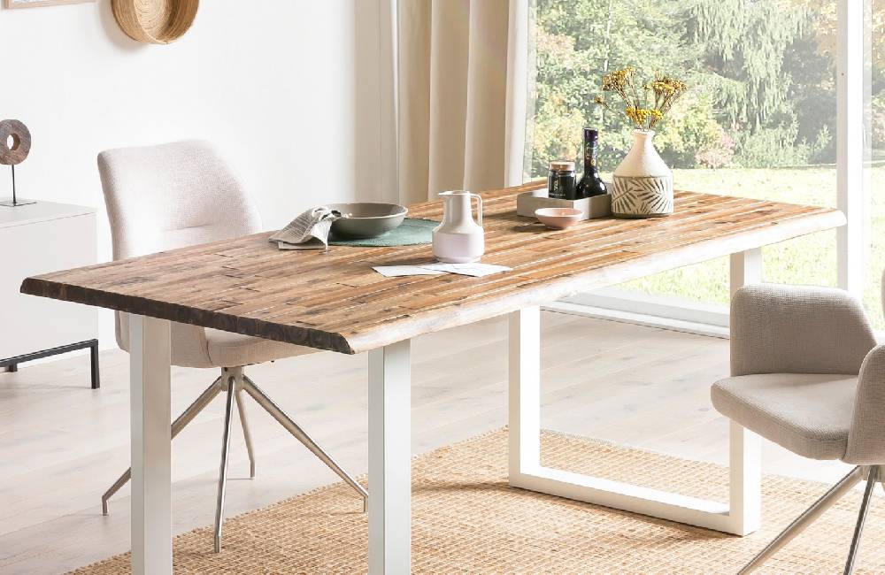Salesfever Esstisch 200x100 cm 120x80 cm mit weiß lackiertem U-Gestell Wilson Zeitbegrenzte Promotion