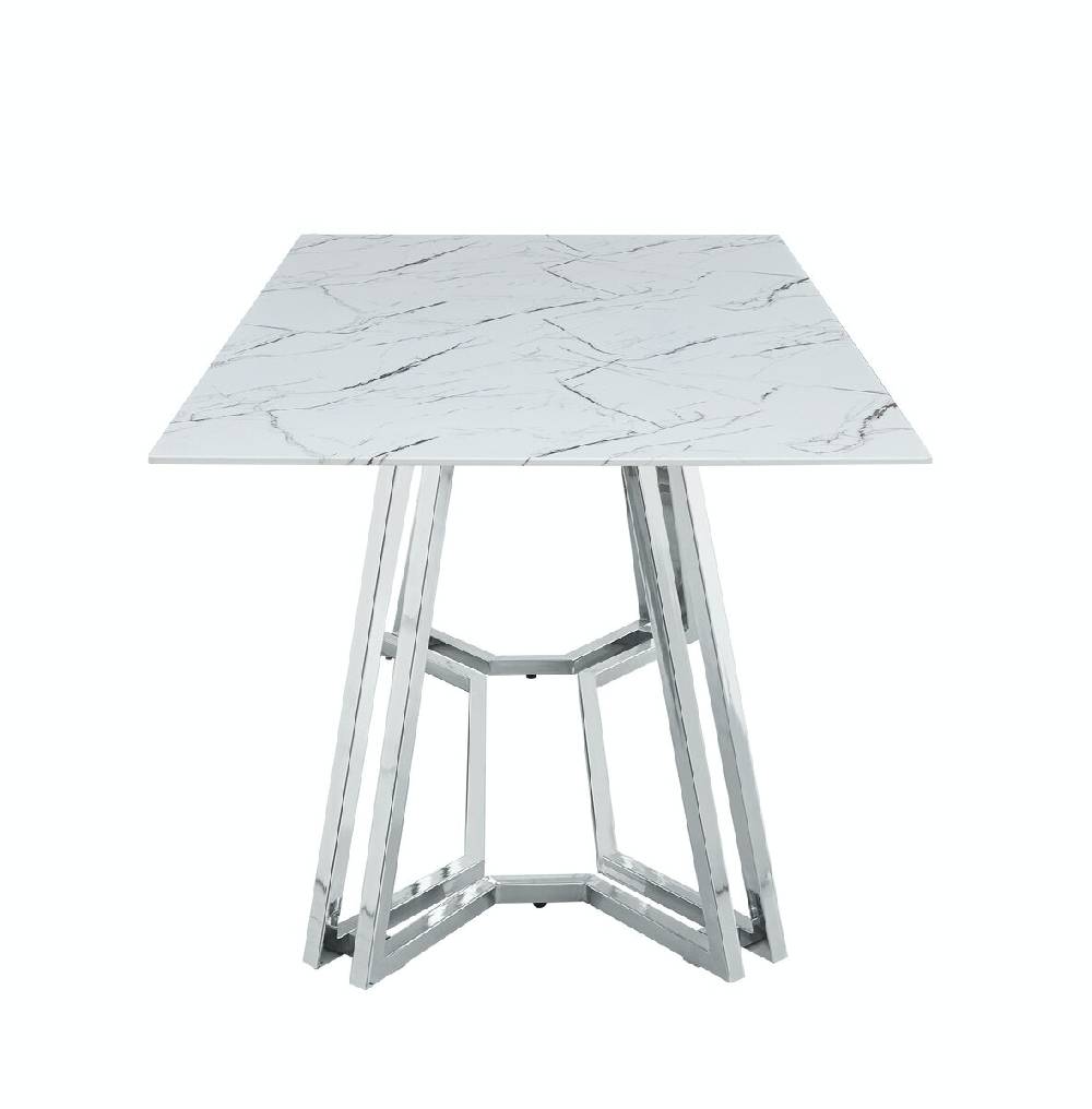 Salesfever Esstisch Weiß & Chrom 160 x 90 cm Marmoroptik Nobile Begrenztes Angebot