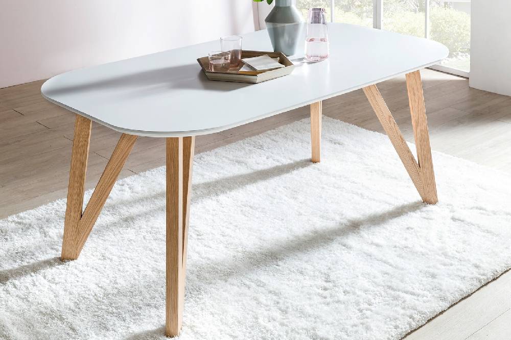Salesfever Essgruppe gelb 160 x 90 cm weiß Aino 5tlg. Tisch & 4 Stühle Weihnachtsangebot