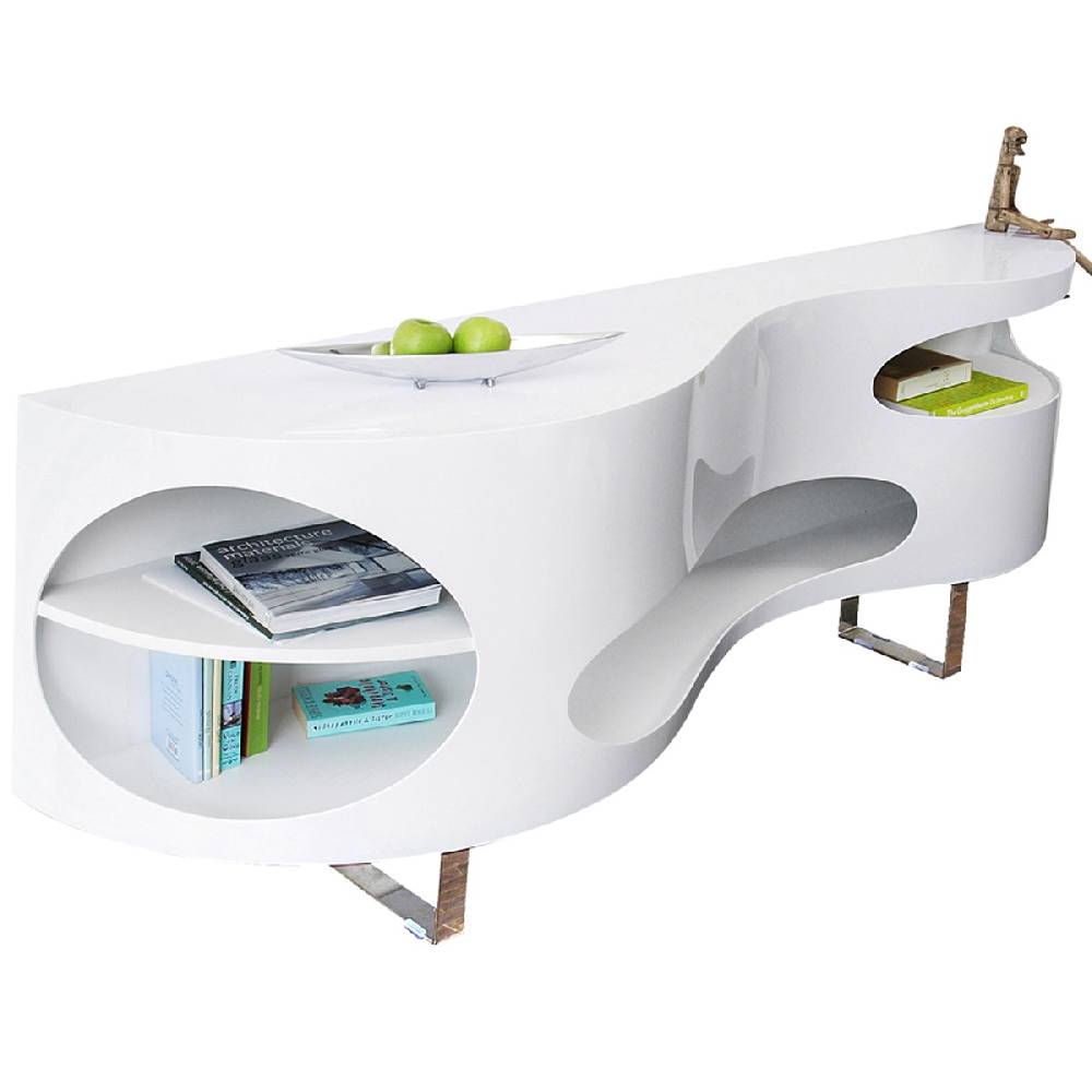 Salesfever Sideboard weiß Tchouc groß Hochglanz Design