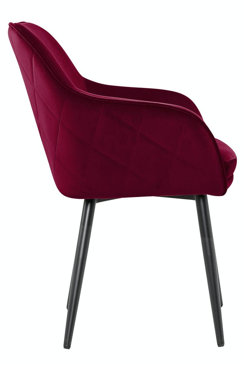 Salesfever Polsterstuhl Rot Samt mit Armlehnen und Steppung Gestell Metall Freja 50% Rabatt mit kostenlosem Versand