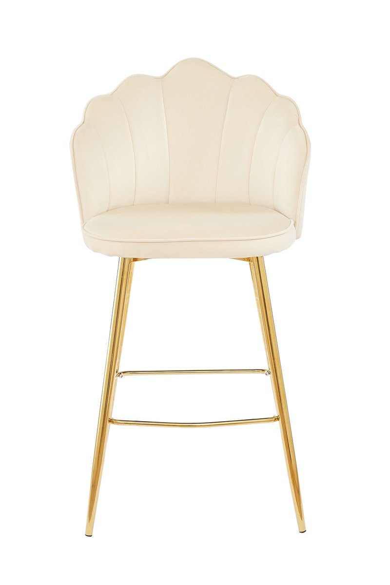 Salesfever Barhocker Beige Muscheldesign 2er Set aus Samt Arielle Fabrikladen