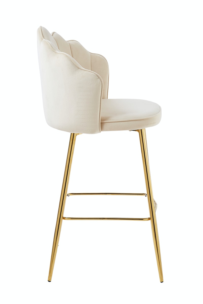 Salesfever Barhocker Beige Muscheldesign 2er Set aus Samt Arielle Fabrikladen