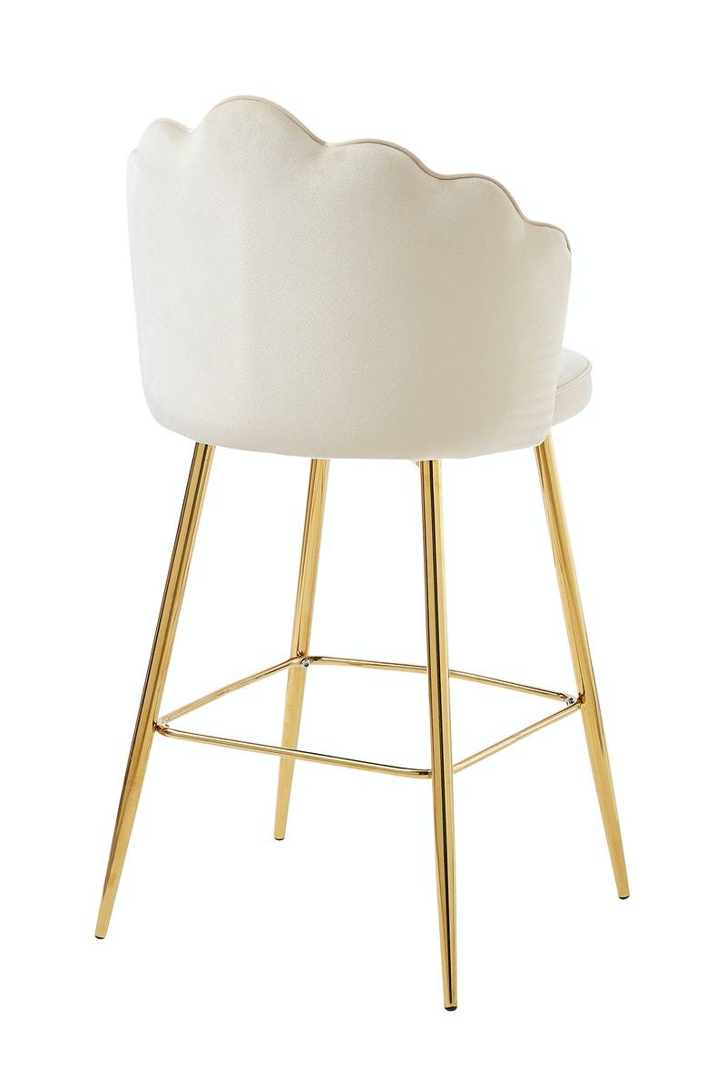 Salesfever Barhocker Beige Muscheldesign 2er Set aus Samt Arielle Fabrikladen
