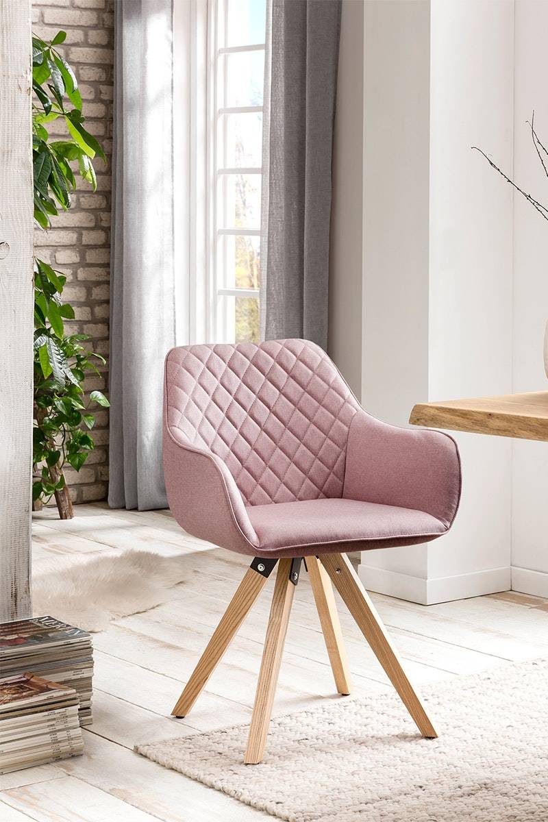 Salesfever Armlehnstuhl rose 2er Set mit Rautensteppung aus Stoff Birdie 50% Rabatt für begrenzte Zeit