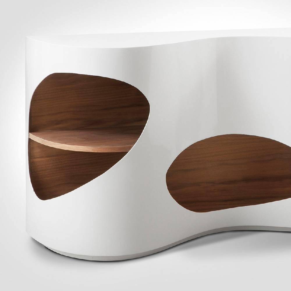 Salesfever Sideboard weiß/walnuss Tchouc Hochglanz Design Neuheiten