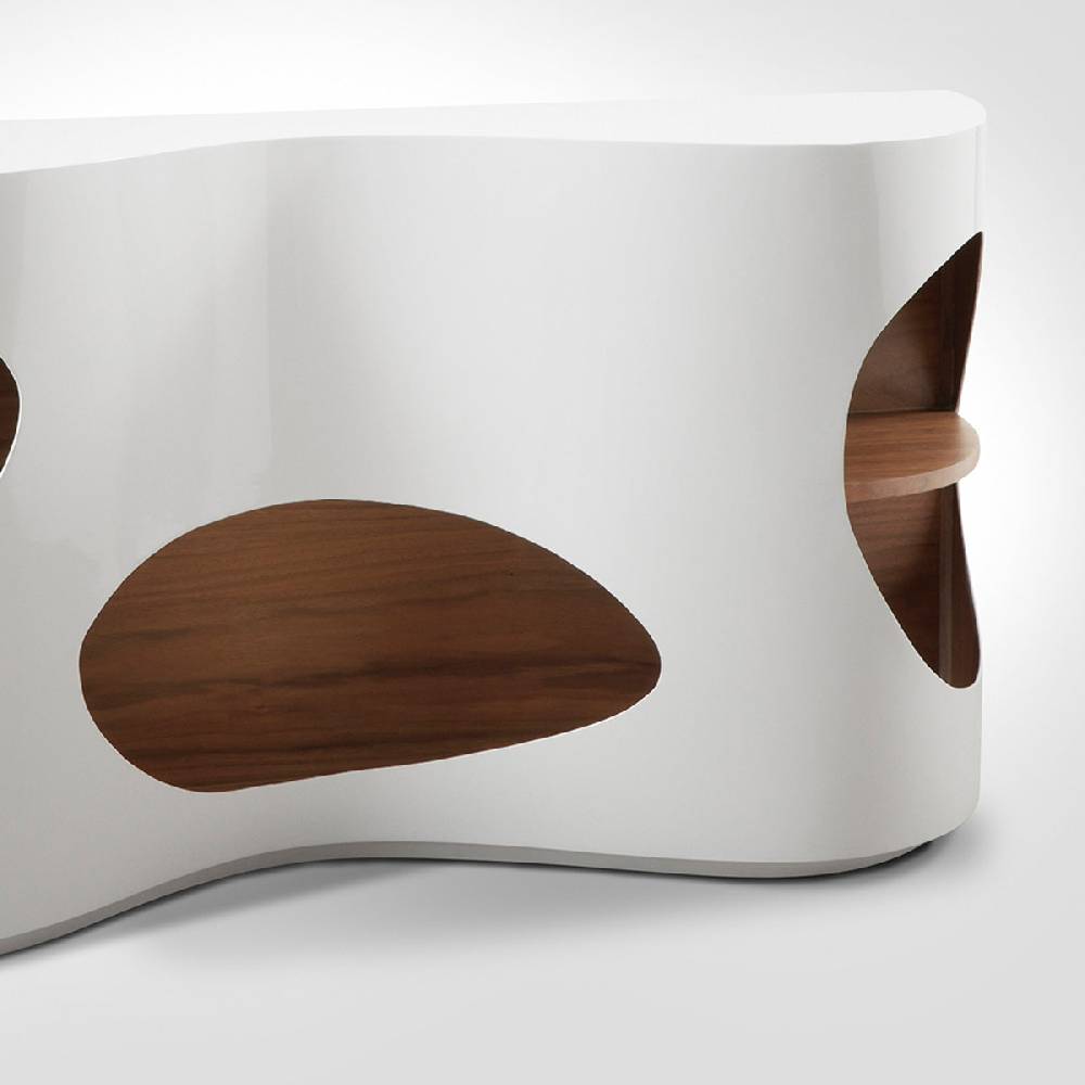 Salesfever Sideboard weiß/walnuss Tchouc Hochglanz Design Neuheiten