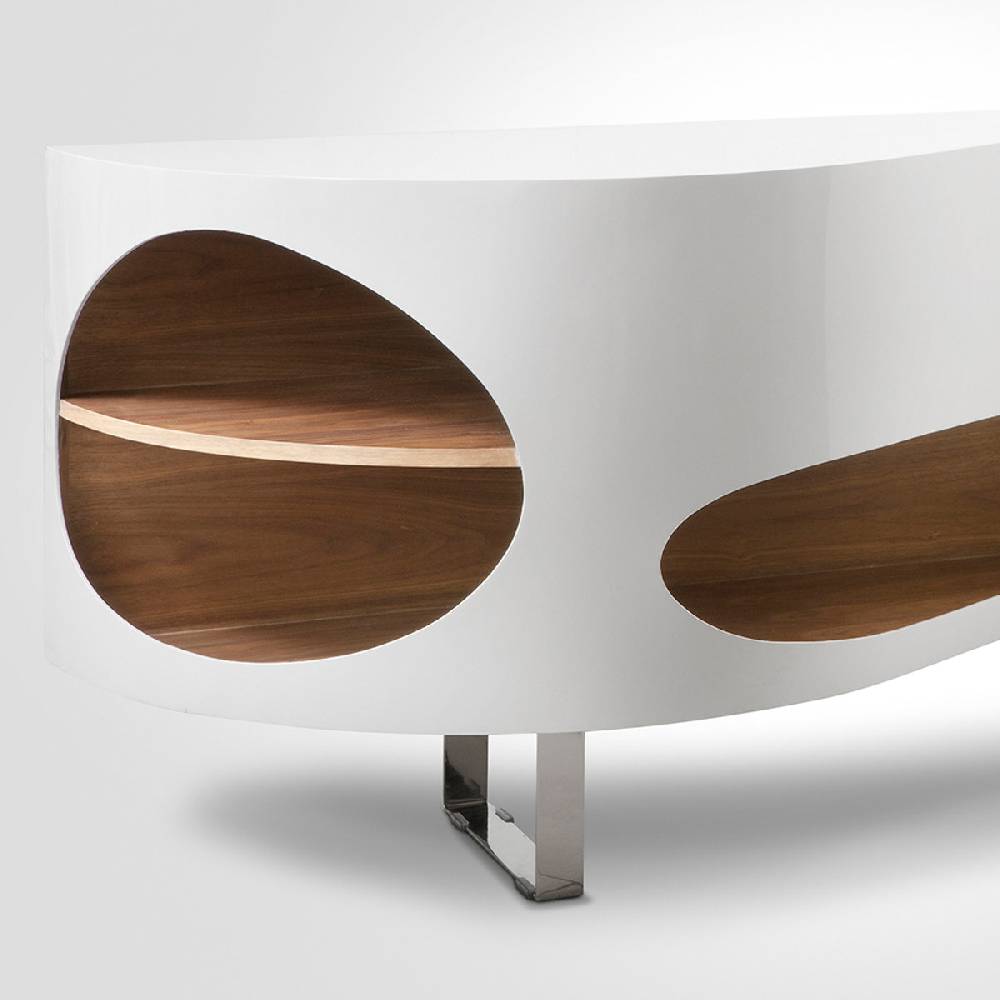 Salesfever Sideboard weiß/walnuss Tchouc groß Hochglanz Design Bestseller