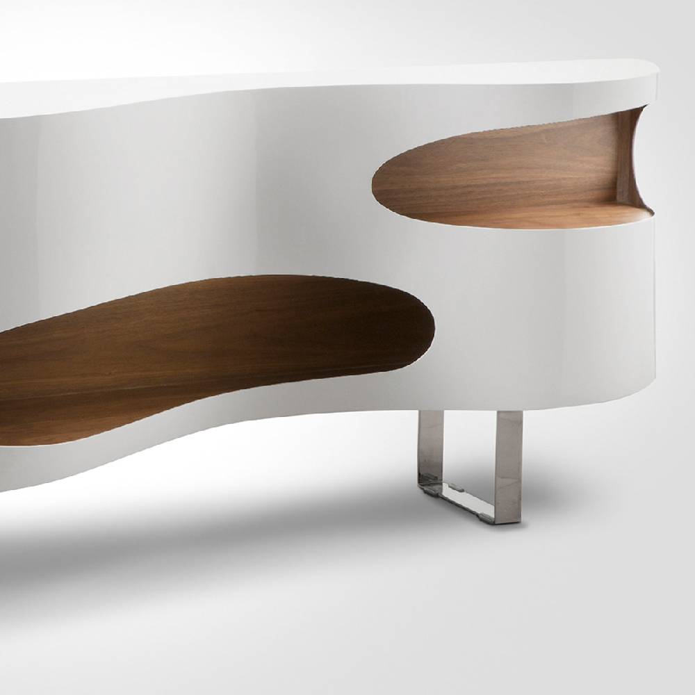 Salesfever Sideboard weiß/walnuss Tchouc groß Hochglanz Design Bestseller