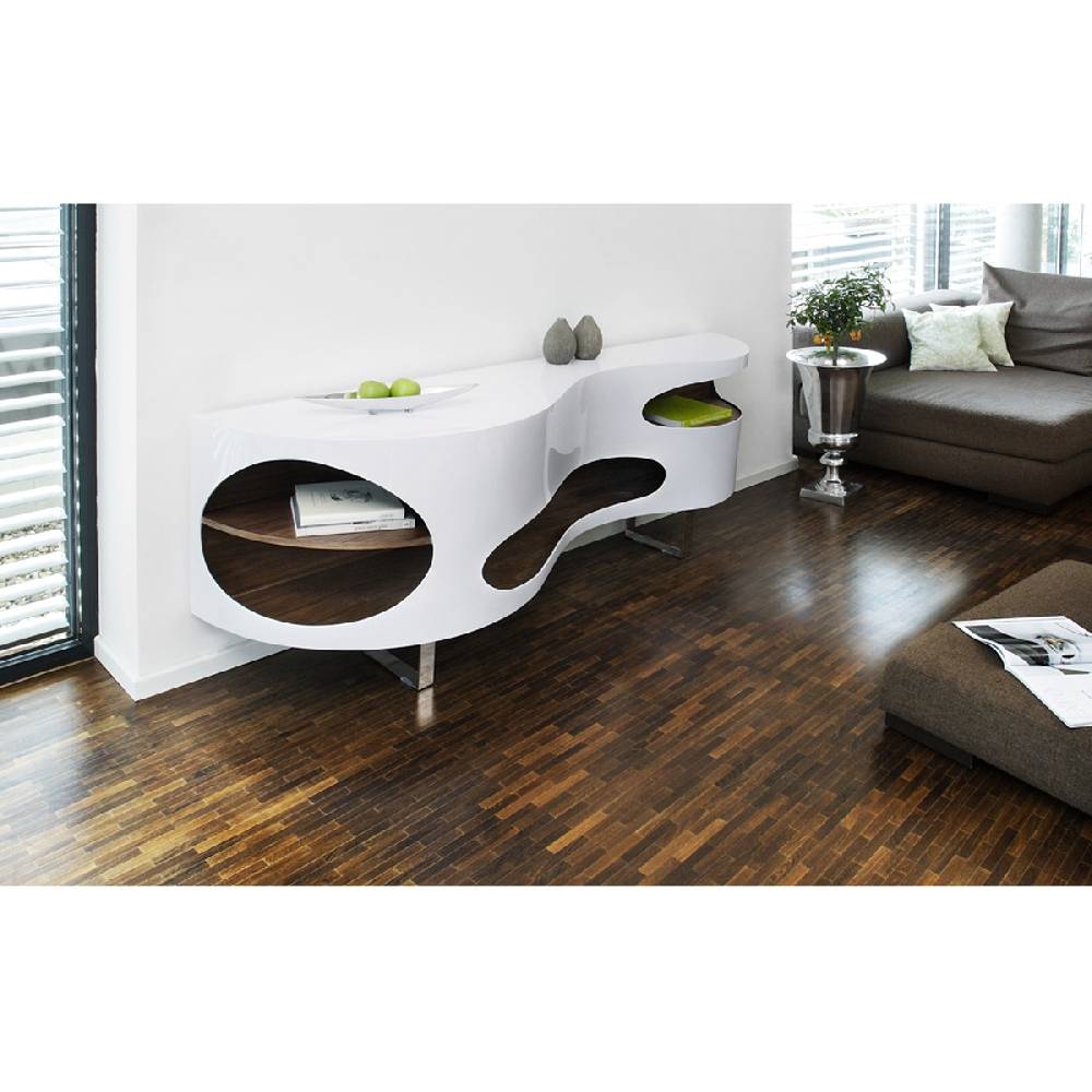 Salesfever Sideboard weiß/walnuss Tchouc groß Hochglanz Design Bestseller