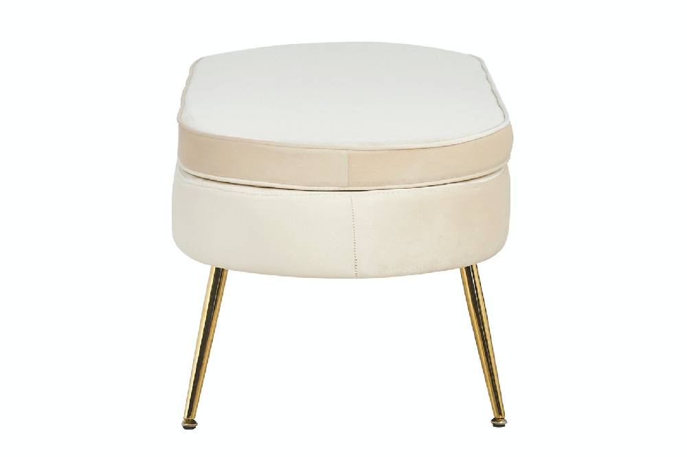 Salesfever Sitzpouf Beige oval aus Samt Arielle Räumungsverkauf