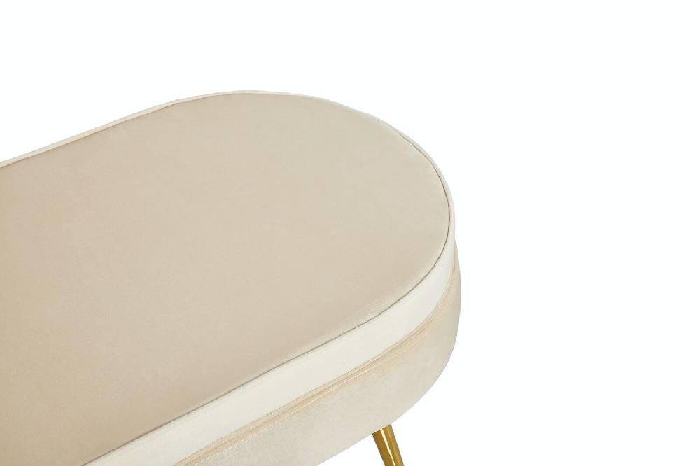 Salesfever Sitzpouf Beige oval aus Samt Arielle Räumungsverkauf