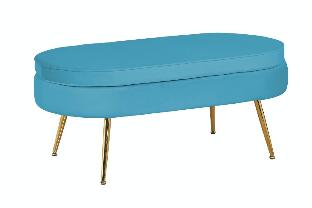 Salesfever Sitzpouf Blau oval aus Samt Arielle Tägliche Deals