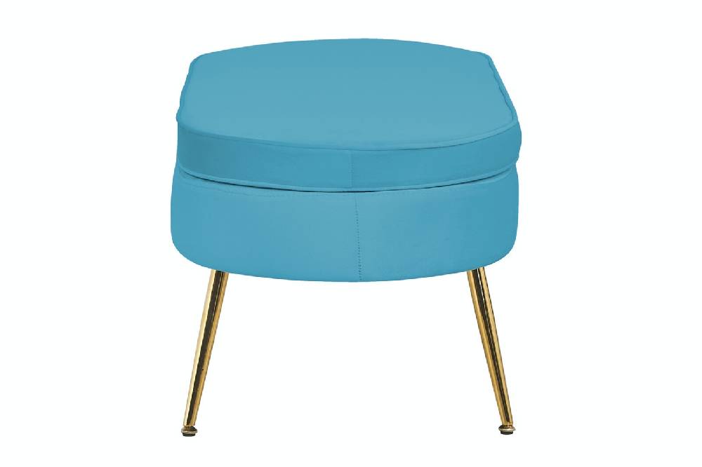 Salesfever Sitzpouf Blau oval aus Samt Arielle Tägliche Deals