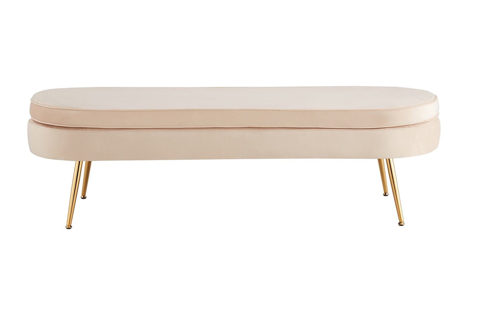 Salesfever Sitzpouf Beige oval lang aus Samt Arielle JETZT KAUFEN