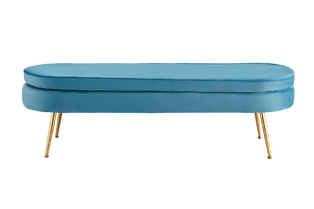 Salesfever Sitzpouf Blau oval lang aus Samt Arielle Neueste Stile