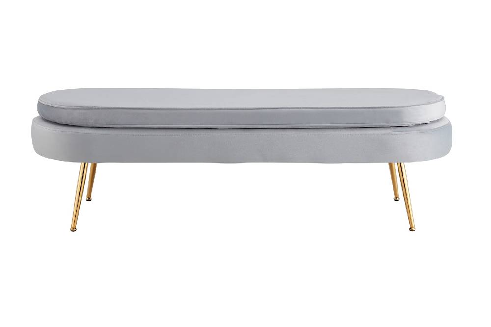 Salesfever Sitzpouf Hellgrau oval lang aus Samt Arielle Letzter Tag