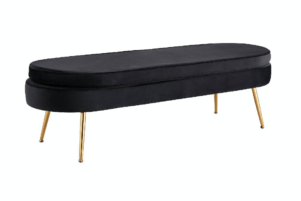 Salesfever Sitzpouf Schwarz oval lang aus Samt Arielle