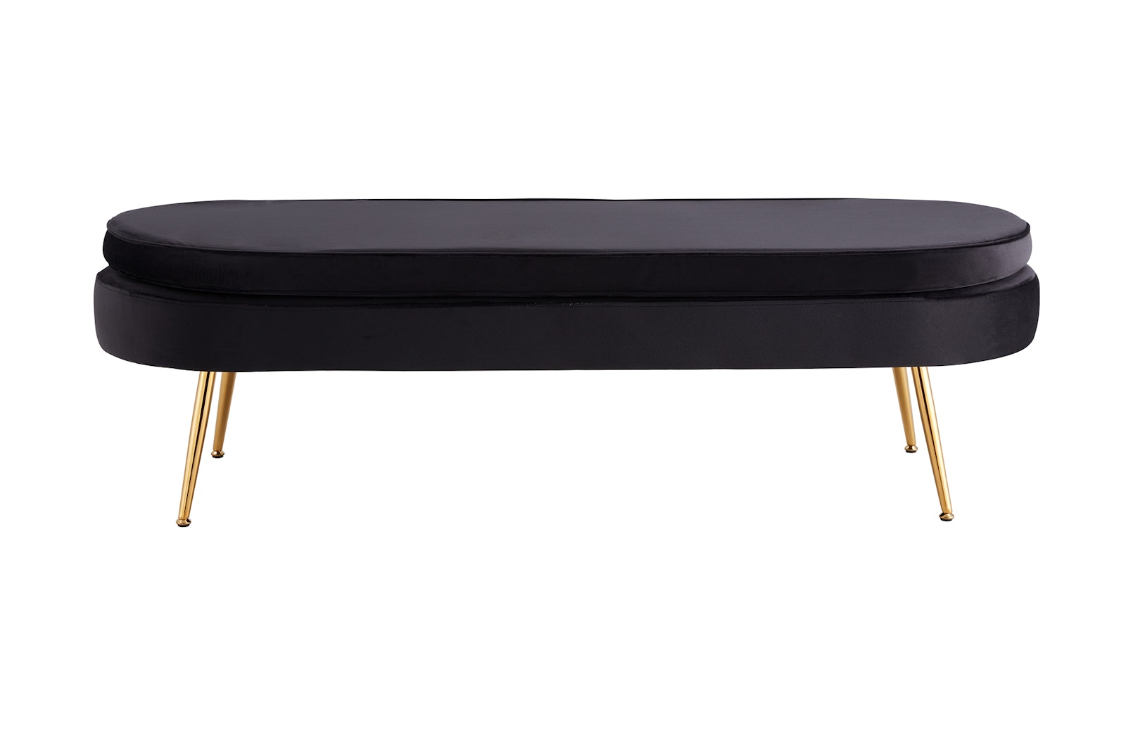 Salesfever Sitzpouf Schwarz oval lang aus Samt Arielle Bis zu 50% Rabatt
