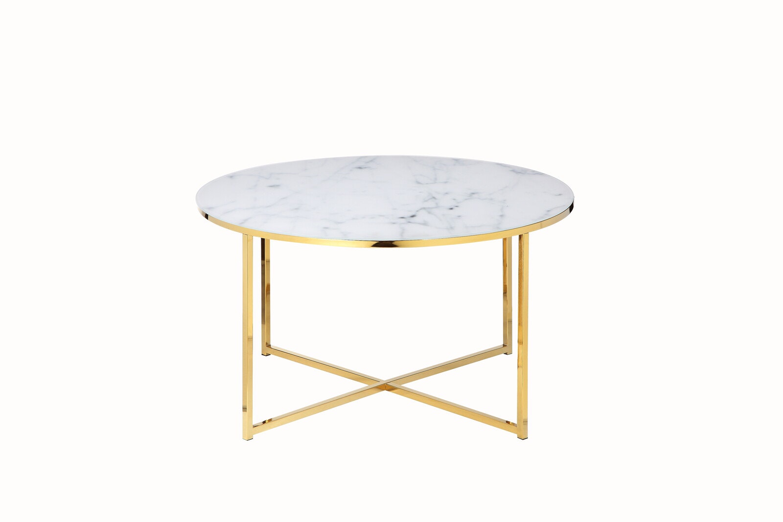 Salesfever Couchtisch Weiß & Gold Ø 80 cm Marmoroptik Daisy Bis zu 60% Rabatt