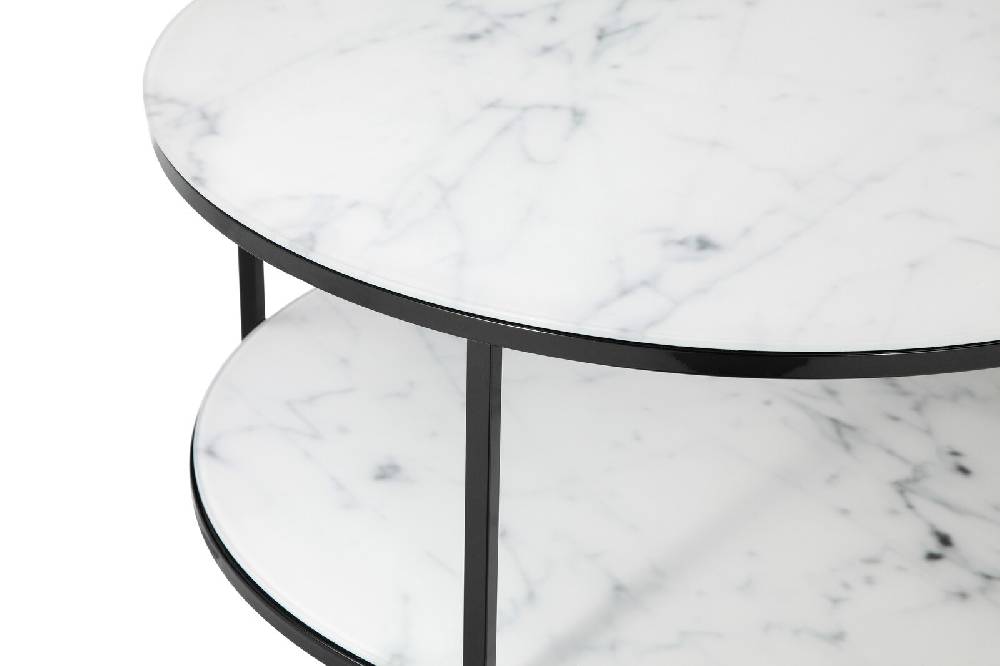 Salesfever Couchtisch Weiß & Schwarz mit 2 Ablagen Ø 80 cm Stack Bis zu 65% Rabatt