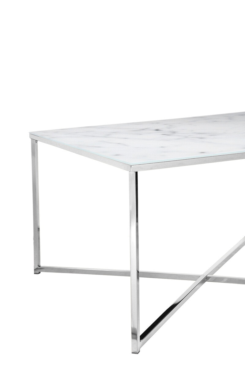 Salesfever Couchtisch Weiß & Chrom 80x80x45 cm Marmoroptik Dalia Nur für heute