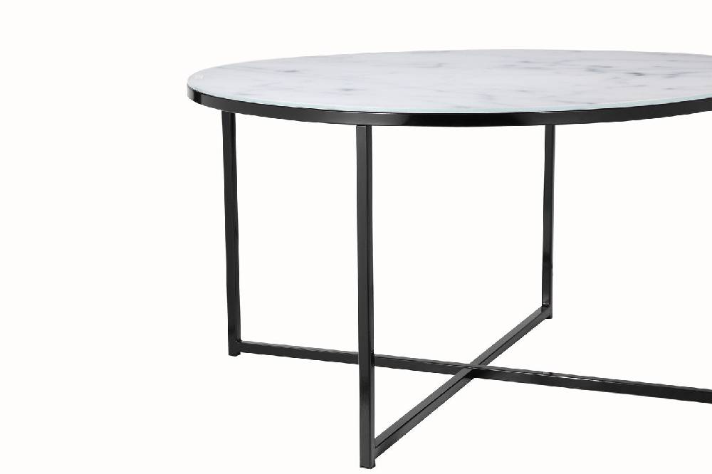 Salesfever Couchtisch Weiß & Schwarz Ø 80 cm Marmoroptik Daisy Nur noch ein Tag übrig