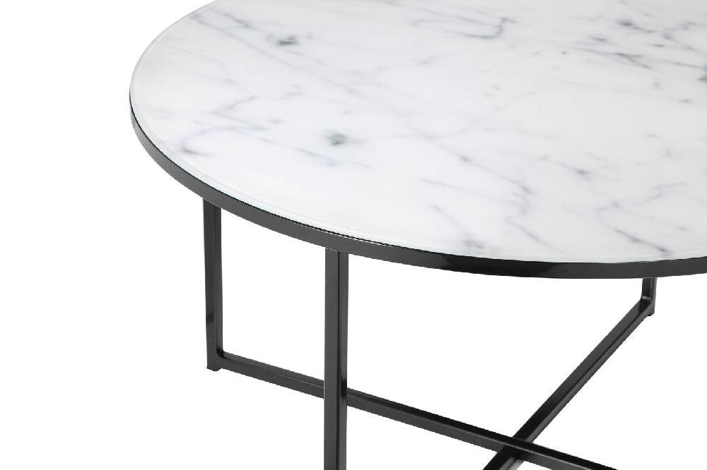 Salesfever Couchtisch Weiß & Schwarz Ø 80 cm Marmoroptik Daisy Nur noch ein Tag übrig